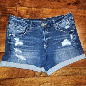 SILVER JEANS Denim Distressed Boyfriend Women Shorts Size 28 Ripped Summer EUC